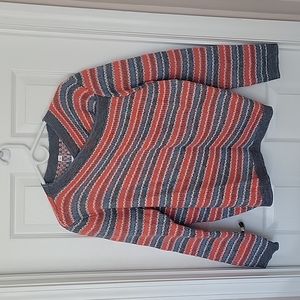 Cross chest striped sweater